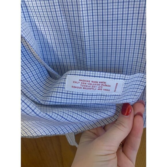 Brooks Brothers Traditional Fit Non-Iron All Cotton Button Down White and Blue C - Picture 3 of 3